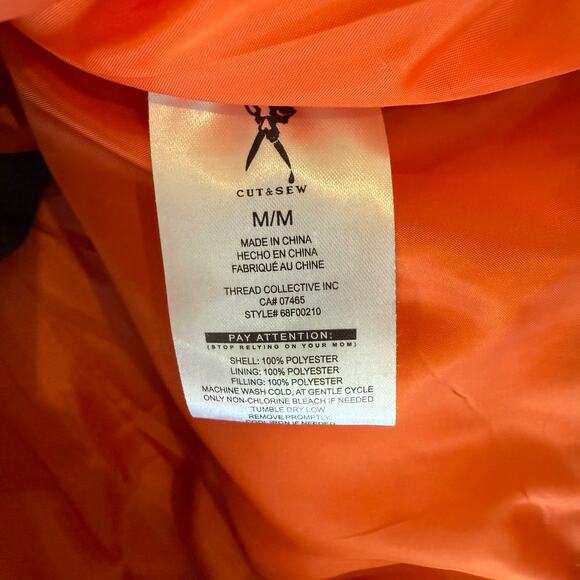 Marc Ecko Cut & Sew Vest Size Medium Brown Quilted Orange Lining Full Zip - Picture 10 of 10